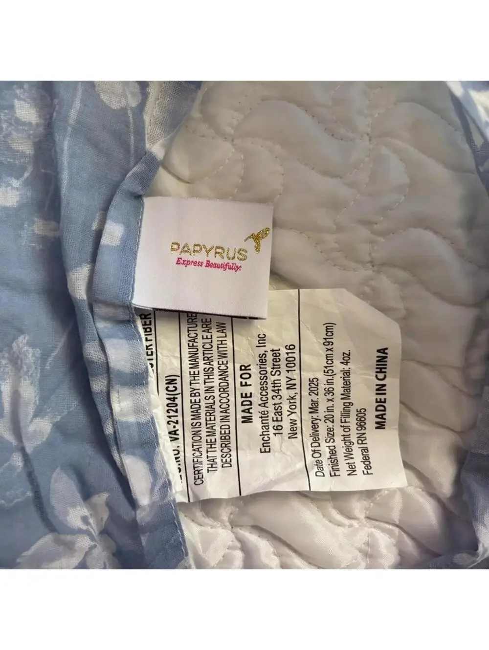 Papyrus Blue & White Floral Spray Botanical King Size Pillowcases Set Quilted x2